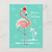 Flamant rose de Noël Joyeuse carte postale de Noël (Devant)