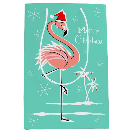 Flamant rose de Noël Joyeux sac cadeau de Noël moy (Devant)