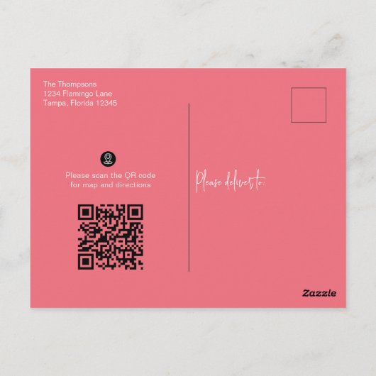 Flamant rose de Noël QR Code d'itinéraire Carte (Dos)