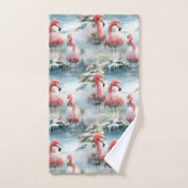 Flamant rose de Noël rose et rouge Design hiver av (Serviette à main)