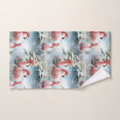 Flamant rose de Noël rose et rouge Design hiver av (Serviette à main)