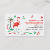 Flamant rose de Noël rouge Baubles carte de visite (Dos)