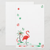 Flamant rose de Noël rouge Baubles papeterie (Devant / Derrière)