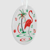 Flamant rose de Noël rouge Baubles ronde acrylique (devant)