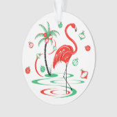 Flamant rose de Noël rouge Baubles ronde acrylique (devant)