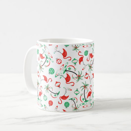 Flamant rose de Noël rouge Multi mug (Devant gauche)