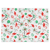 Flamant rose de Noël rouge Multi sac cadeau grand (Dos)