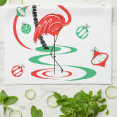Flamant rose de Noël rouge serviette de cuisine de (Plié)