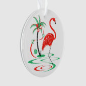 Flamant rose de Noël rouge Texte rond acrylique (devant)