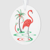 Flamant rose de Noël rouge Texte rond acrylique (devant)