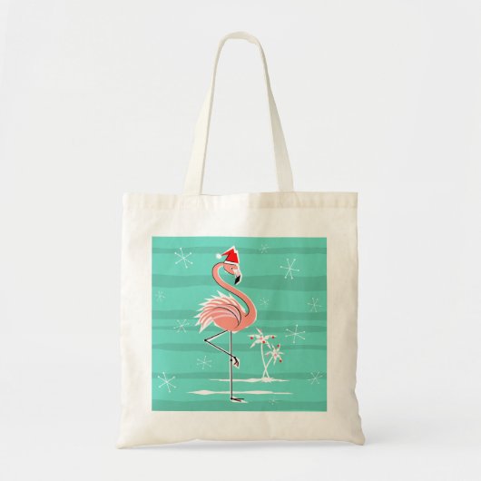 Flamant rose de Noël sac fourre-tout en bande (Devant)