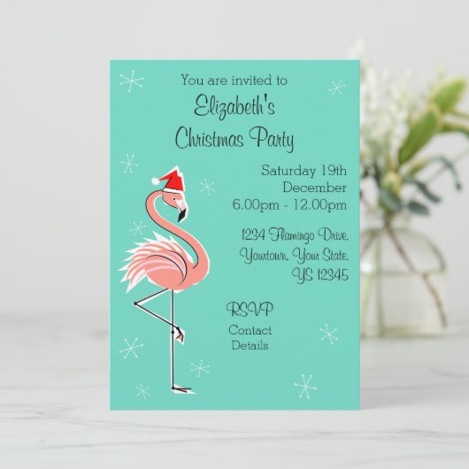 Flamant rose de Noël Side Multi-back invitation (Debout devant)