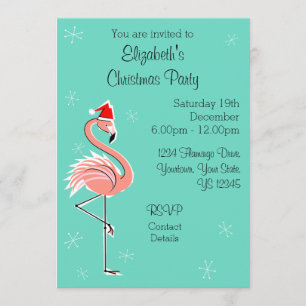 Flamant rose de Noël Side Multi-back invitation