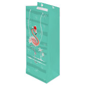 Flamant rose de Noël Stripe sac cadeau vin (Dos Angle)