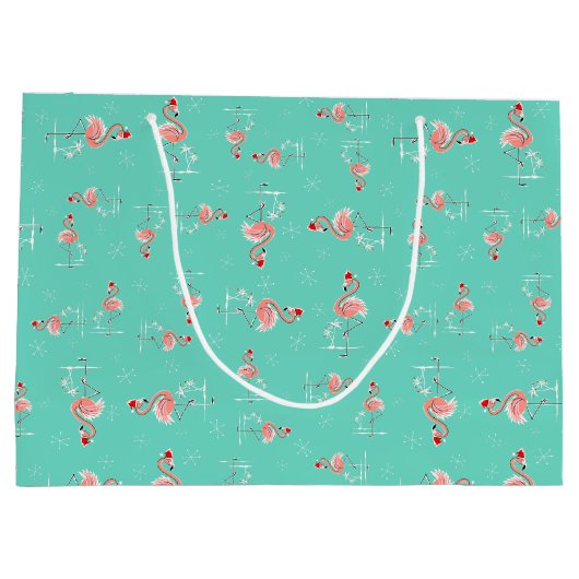 Flamant rose de Noël Twist grand sac cadeau (Dos)