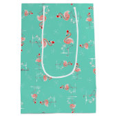 Flamant rose de Noël Twist sac cadeau moyen (Dos)