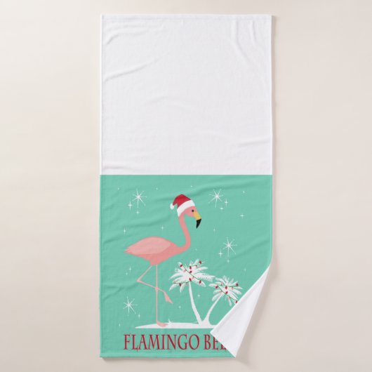 FLAMANT ROSE DE NOËL VINTAGE MODERNE (Serviette de bain)