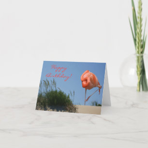 Flamant rose de plage Bonne carte d'anniversaire