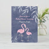 Flamant rose de plage rose tropical Invitation (Debout devant)