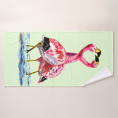 Flamant rose de tango 1 (Serviette de bain)