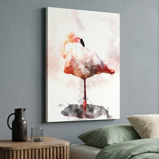 Flamant Rose Debout en Impression d'Art à l'Aquare