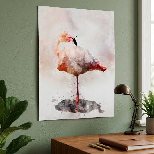 Flamant Rose Debout en Impression d'Art à l'Aquare