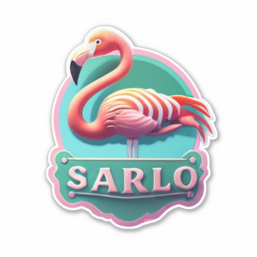 Flamant rose Décoré avec Stickers Vibrant (Devant)
