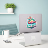Flamant rose Décoré avec Stickers Vibrant (Ordinateur portable sur le bureau)