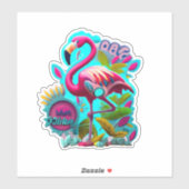Flamant rose Décoré avec Stickers Vibrant (Feuille)
