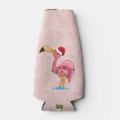 Flamant rose décoré de Noël Glacière bouteille (Devant)