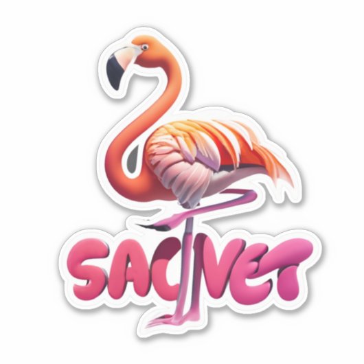 Flamant rose Décorez avec Stickers Whimsical (Devant)