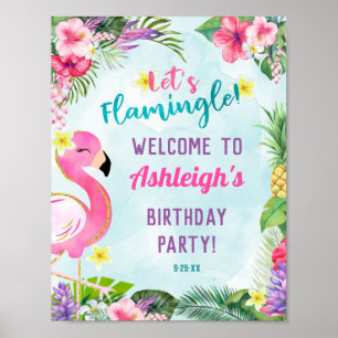 Flamant rose d'été Anniversaire Affiche de bienven