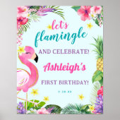 Flamant rose d'été Anniversaire Affiche de bienven (Devant)