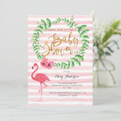 Flamant rose d'été Baby shower invitation (Debout devant)