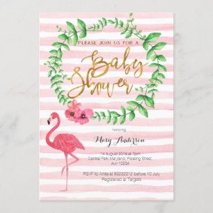 Flamant rose d'été Baby shower invitation