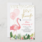 Flamant rose d'été Balloon Anniversaire Invitation (Devant)