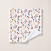 Flamant rose d'été Doodles tirés à la main (Gant de toilette)