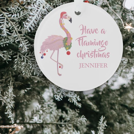 Flamant rose drôle arbre de Noël personnalisé