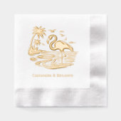 Flamant rose en Eau, Plage, Palmiers avec couple N (Recto)