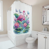 Flamant rose En Rideau De Douche Paradise (En situation)
