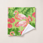 Flamant rose et plantes tropicaux (Gant de toilette)