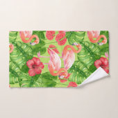 Flamant rose et plantes tropicaux (Serviette à main)