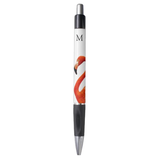 Flamant rose et stylo à monogramme (Devant (Vertical))