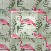 Flamant rose et tissu rose (Carreau)