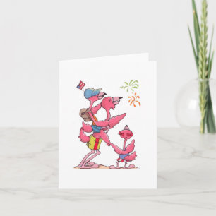 Flamant rose famille carte pour notes du 4 juillet