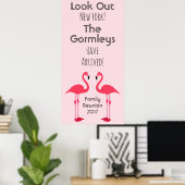 Flamant rose Famille Réunion Rose Poster Cute (Bureau à domicile)
