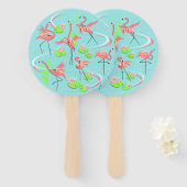 Flamant rose Fandango éventail main ronde (Devant et derrière)