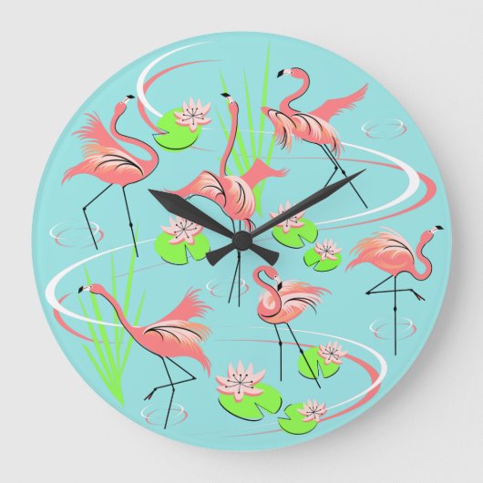 Flamant rose Fandango horloge ronde (Recto)