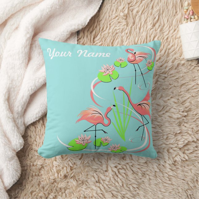 Flamant rose Fandango Trio Nom lancer oreiller (Couverture)