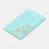 Flamant rose Fandango Trio Texte post-it note vert (Incliné)